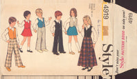 Style 4919 Sewing Pattern, Child's Skirt, Waistcoat, Shirt, Pants Size 3, Cut, Complete