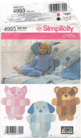 Simplicity 4993 Novelty Animal Rag Quilted Wall Hangings or Throws, Uncut, Factory Folded Sewing Pattern