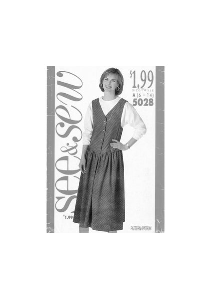 See&Sew 5028 Sewing Pattern Jumper Top Size 6-14 Uncut Factory Folded