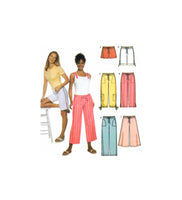 Simplicity 5062 Low Rise Pants and Shorts, Each in Two Lengths and Split Skirt, Uncut, Factory Folded Sewing Pattern Size 6-12