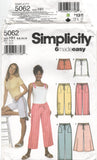 Simplicity 5062 Low Rise Pants and Shorts, Each in Two Lengths and Split Skirt, Uncut, Factory Folded Sewing Pattern Size 6-12
