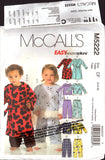 McCalls 5222 Sewing Pattern Children's Tops Pants Robe Belt Size 1-2-3 or Size 4-5-6, Uncut, Factory Folded