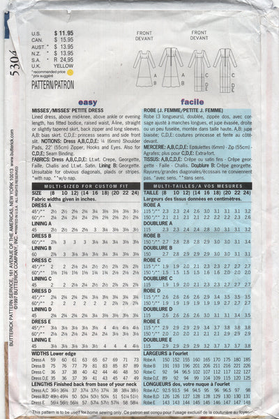 90s Sewing Pattern: Butterick 5304 Lined, A-Line, Empire Waist Evening Patterns Central 90s Sewing Pattern: Butterick 5304 Lined, A-Line, Empire Waist Evening Patterns Central