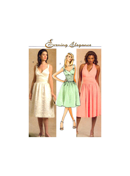 McCall's 5319 Ruched, Fitted Midriff Dress with Flared Skirt, Uncut, Factory Folded Sewing Pattern SIze 14-20