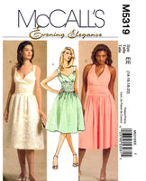 McCall's 5319 Ruched, Fitted Midriff Dress with Flared Skirt, Uncut, Factory Folded Sewing Pattern SIze 14-20