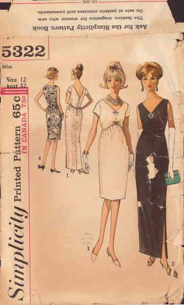 Simplicity 5322 Sewing Pattern, Dress in Two Lengths, Size 12, Cut, Complete