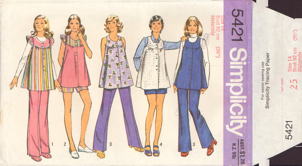 Simplicity 5421 Sewing Pattern Maternity, Top Pants, Size 14, Cut, Complete