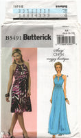 Butterick 5491 Maggy Boutique Evening Dress in Two Lengths, Uncut, F/Folded, Sewing Pattern Size 6-12