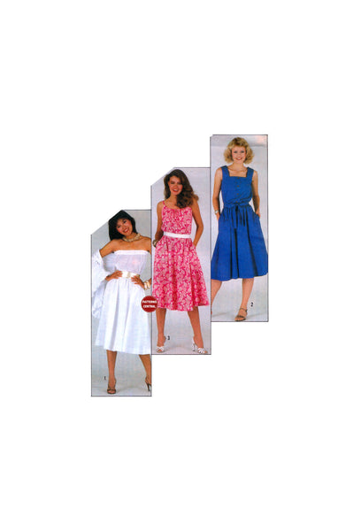 Simplicity 5498 Retro 80s Sundress with Neckline Variations, Uncut, Factory Folded, Sewing Pattern Size 10