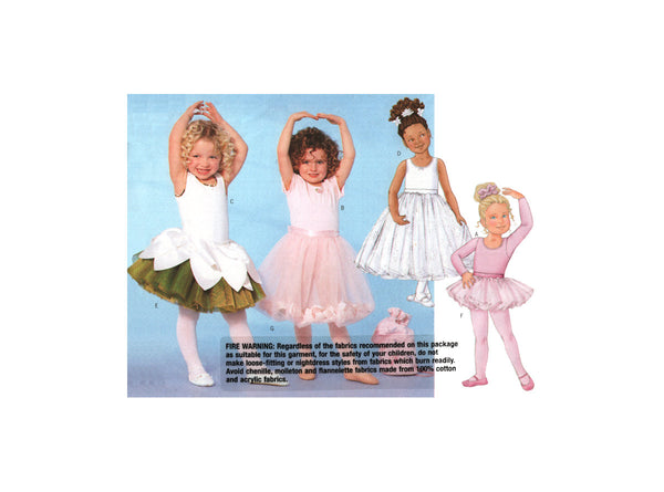 Butterick 5545 Child's Ballet Leotard, Skirt and Ponytail Holder, Uncut, F/Folded Sewing Pattern Size 2-5