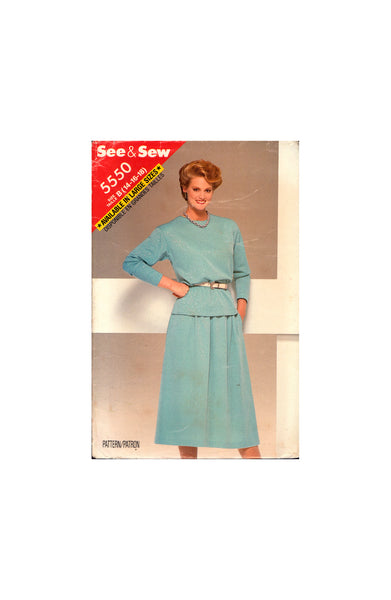See&Sew 5550 Sewing Pattern Top Skirt Size 14-16-18 Uncut Factory Folded