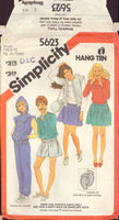 Simplicity 5623 Sewing Pattern, Top, Skirt, Vest, Pants, Shorts, Bag, Size 7/8-9/10, Partially Cut, Complete
