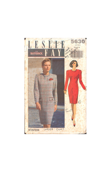 Butterick 5630 Leslie Fay Fitted Dress in Two Lengths, Uncut, Factory Folded Sewing Pattern Size 12-16