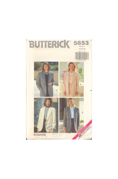 Butterick 5653 Sewing Pattern, Jacket, Size 12-14-16, Uncut, Factory Folded