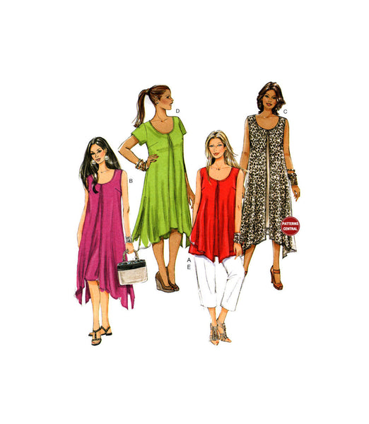 Butterick 5655 Shaped Hem Dress or Top and Pants, Uncut, Factory Folded, Sewing Pattern Size 18-24