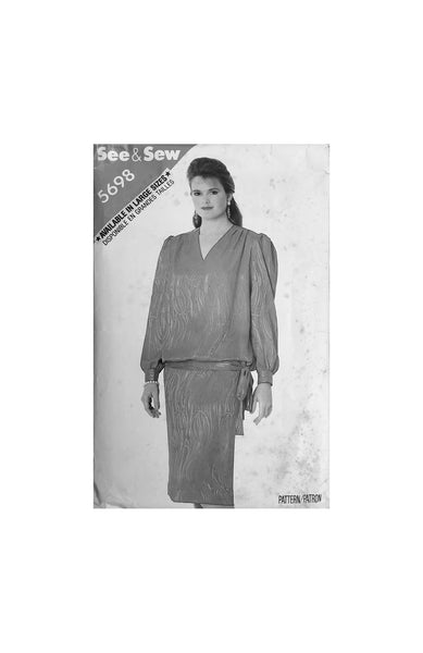 See&Sew 5698 Top Skirt Uncut, Factory Folded Sewing Pattern Size 20-22-24