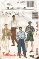 McCall's 5722 Men's Front Pleated Pants or Shorts and Shirt, Uncut, Factory Folded Sewing Pattern Size 38