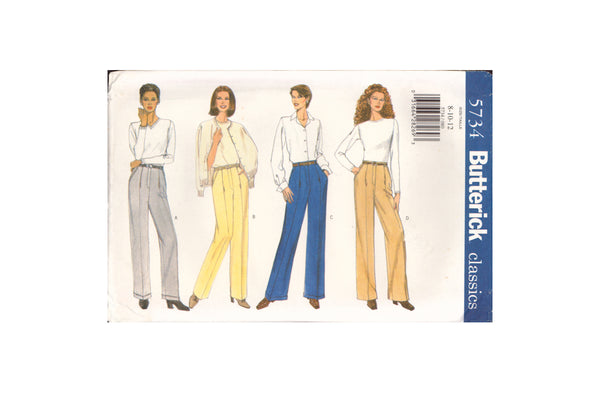 Butterick 5734 Sewing Pattern, Pants, Size 8-10-12, Uncut, Factory Folded