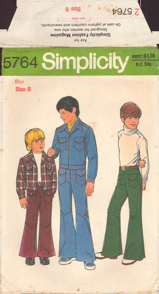 Simplicity 5764 Sewing Pattern, Boys' Jacket and Pants, Size 8, Cut, Complete