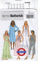 Butterick 5792, Nightgown in Two Lengths, Pajama Top and Pants, Uncut, Factory Folded Sewing Pattern Plus Size 38-48