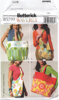 Butterick 5799 Waverly Sling or Tote Bags, Uncut, Factory Folded Sewing Pattern