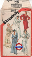 Simplicity 5814 Shawl Collar or Hooded Robe in Two Lengths, Uncut, Factory Folded Sewing Pattern Bust 36-38 (92-97 cm)