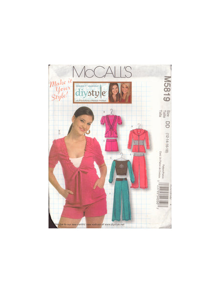 McCall's 5819 Sewing Pattern, Jacket, Tops, Shorts and Pants, Size 12-14-16-18, Uncut, Factory Folded