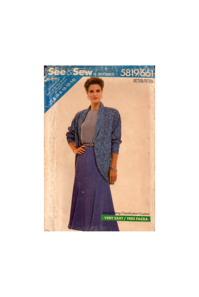 See&Sew 5819 Sewing Pattern Jacket Skirt Size 6-14 Uncut Factory Folded