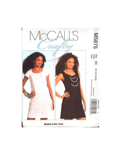 McCall's 5875 Semi-Fitted, Lined Dresses with Customised Embellishments, Factory Folded, Sewing Pattern Multi Plus Size 14-20