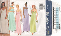 Butterick 5886 Empire Waist Evening Dress and Scarf, Cut, Complete Sewing Pattern (see description)