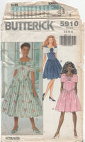 Butterick 5910 Basque Waist Fit and Flare Dress in Two Lengths, Uncut, Factory Folded Sewing Pattern Size 6-12
