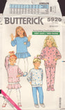 Butterick 5920 Sewing Pattern, 1980s, Children's Dress, Top, Skirt & Pants, Size 5-6-6X, Uncut, Factory Folded