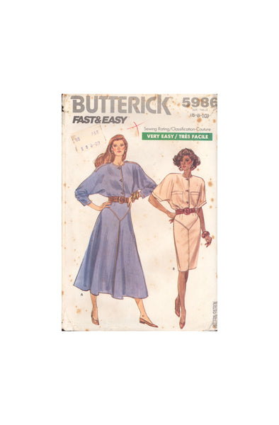Butterick 5986 Sewing Pattern, Top and Skirt, Size 6-8-10, Not cut, Cut apart