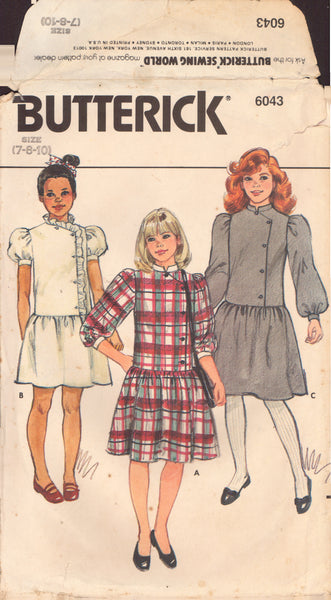 McCall's 6043 Sewing Pattern, Girls' Dress, Size 7-8, Cut, Complete