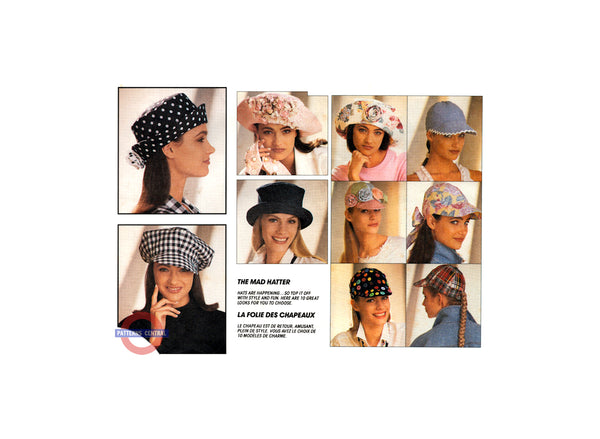 McCall's 6077 Five Great Hats and a Tie to Create, Partially Cut, Partially Factory Folded, Complete Sewing Pattern Various Sizes