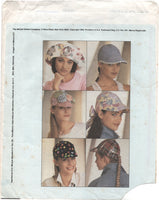 McCall's 6077 Five Great Hats and a Tie to Create, Partially Cut, Partially Factory Folded, Complete Sewing Pattern Various Sizes