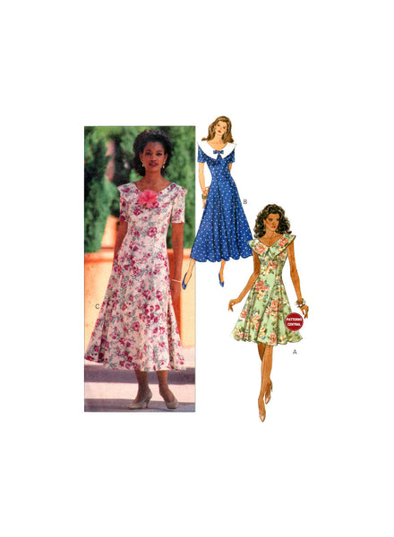 Butterick 6103 Fit and Flare Dress with Cape Collar, Uncut, Factory Folded, Sewing Pattern Size 6-12
