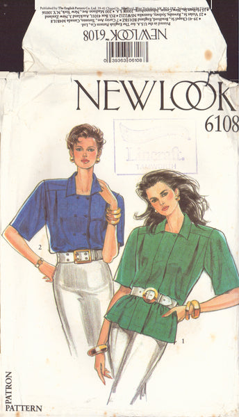 New Look 6108 Sewing Pattern, Blouses, Size 8-18, Cut, Complete