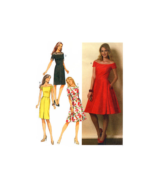 Butterick 6129 Fit and Flared or Straight Skirt Dress, F/Folded, Sewing Pattern Size 6-14 or 14-22