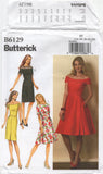 Butterick 6129 Fit and Flared or Straight Skirt Dress, F/Folded, Sewing Pattern Size 6-14 or 14-22