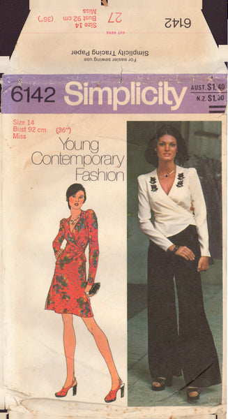 Simplicity 6142 Sewing Pattern, Misses' Skirt, Pants, Top, Size 14, Cut, Incomplete