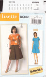 Butterick 6182 Sewing Pattern Dress Top Skirt, Size 6-8-10-12-14-16, Uncut, Factory Folded