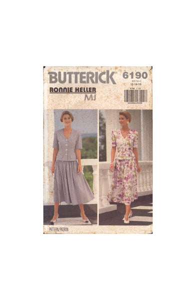Butterick 6190 Sewing Pattern Top Skirt Size 12-14-16 Uncut Factory Folded