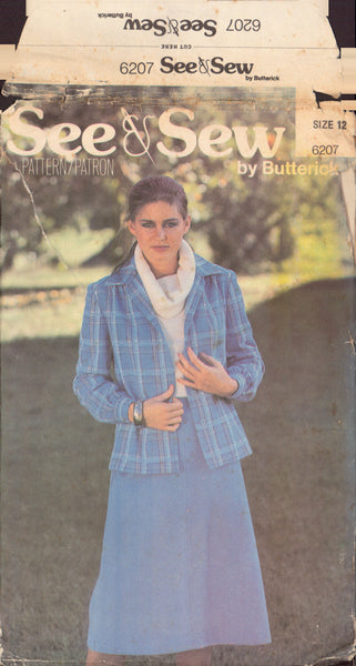 Butterick 6207 Sewing Pattern, Jacket, Skirt, Size 12, Uncut, Factory Folded