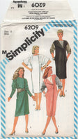 Simplicity 6209 Retro 80s Asymmetric Dress with Long or Short Sleeves, Uncut, Factory Folded, Sewing Pattern Size 12
