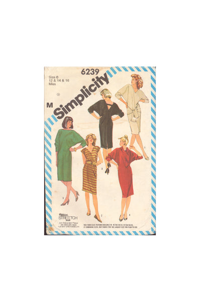 Simplicity 6239 Sewing Pattern, Pullover Dresses, Size 12-14, Cut, Incomplete
