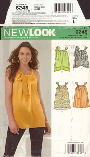 New Look 6245 Sewing Pattern, Women's Tops, Size XS-XL, Uncut, Factory Folded