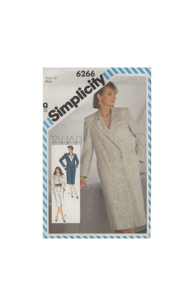 Simplicity 6266 Sewing Pattern, Double-Breasted Coat Dress, Size 12, Uncut, Factory Folded