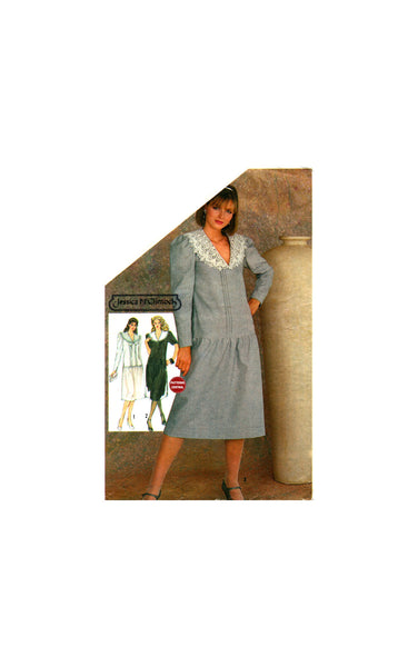 Simplicity 6271 Jessica McClintock Drop Waist Dress with Long or Short Sleeves, Uncut, Factory Folded, Sewing Pattern Size 14
