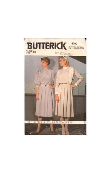 Butterick 6290 Sewing Pattern, Top Skirt Size 12, Cut, Complete